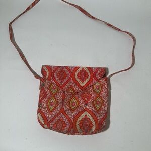 Calypso Studios Ornate Red and Orange Crossbody Bag with Intricate Pattern